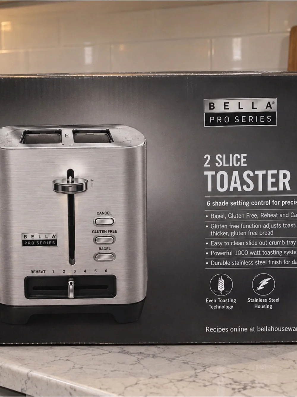 (Bella) Pro Series 2-Slot Toaster in Brushed Silver Finish